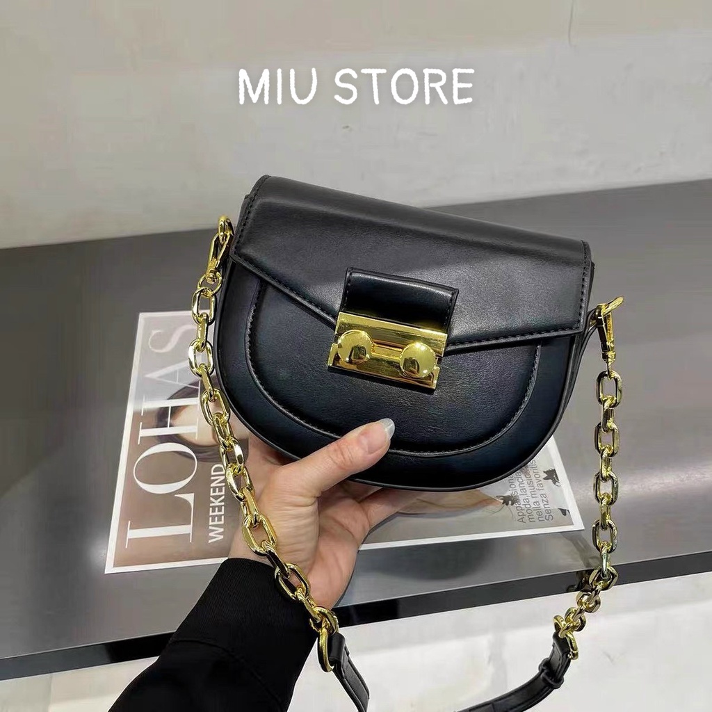 Túi Xách Nữ Đeo Chéo, Đeo Vai Hình Bán Nguyệt Khóa Vuông Mẫu Mới Siêu Hót TBN65