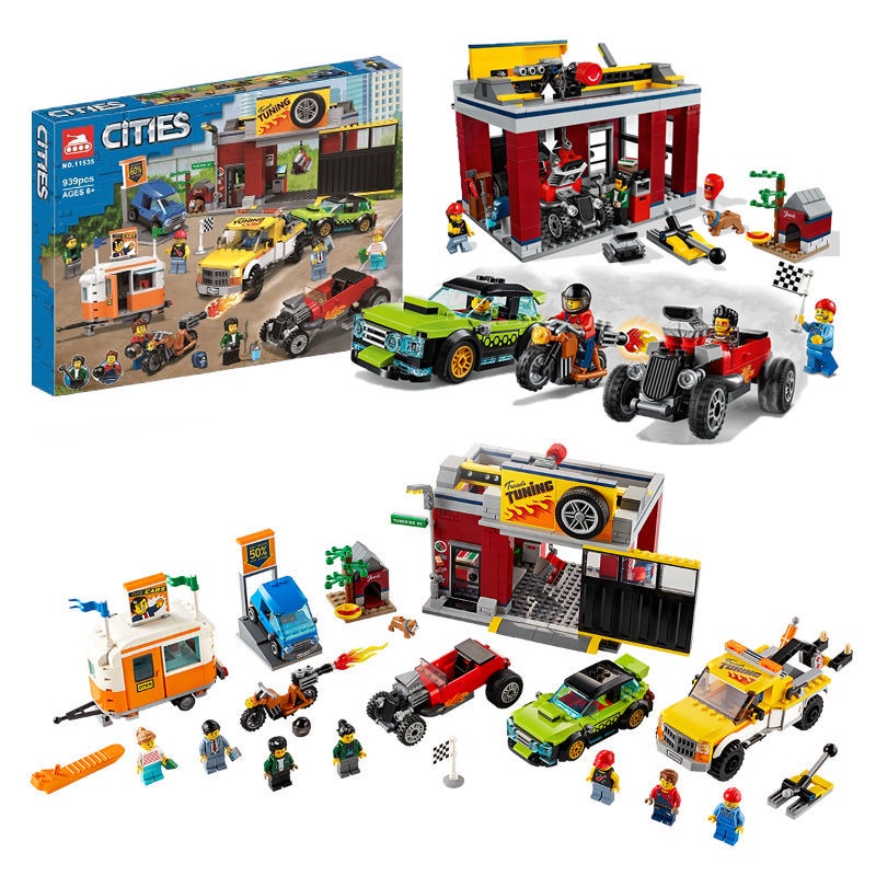 Đồ chơi giáo dục Lắp Ráp mô hình Cửa Tiệm Sửa Xe 11535  City Tuning Workshop Toy Car Garage