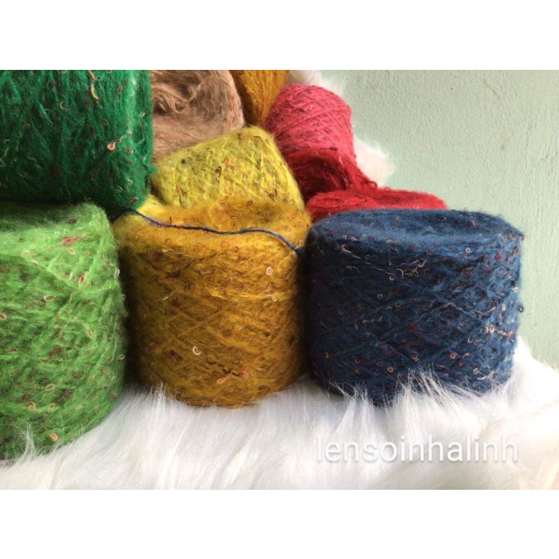 Len mohair phẩy tweed, sợi to đan áo, sweater mùa đông