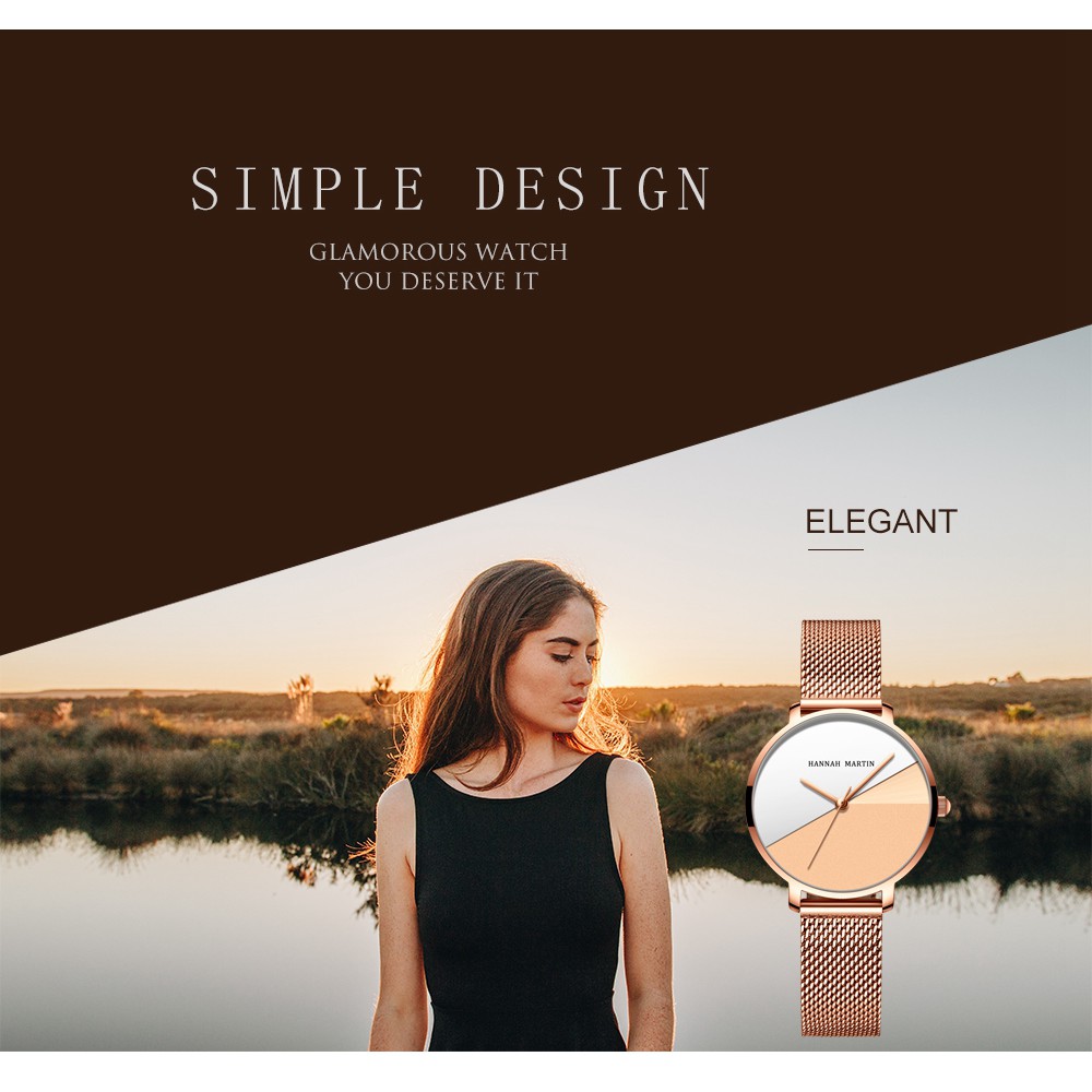 Đồng hồ nữ Hannah Martin Chính Hãng - Model HM-133WF - dây thép không gỉ - bảo hà