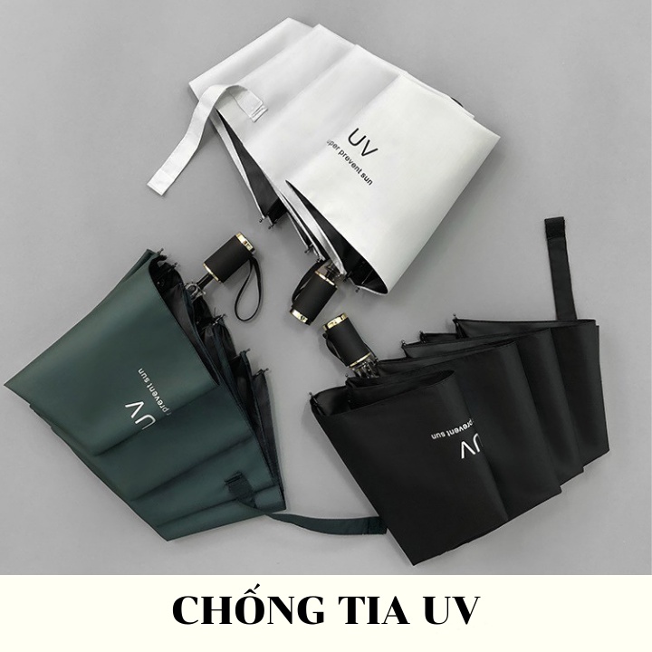 Ô che mưa nắng gấp gọn phủ lớp chống tia UV, Dù cầm tay 2 lớp 1 chiều  dày dặn chống thấm mau khô-00555