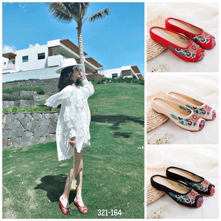 GIÀY BỆT HÀI THÊU HOA THỦ CÔNG SIÊU DỄ THƯƠNG (ảnh thật)