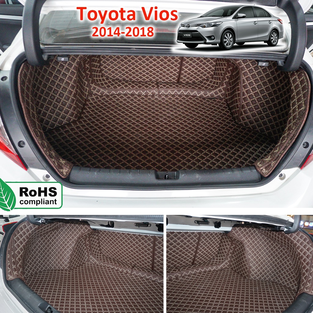 Thảm lót da kín cốp 5D 6D CHỐNG BỤI Toyota Vios 2014-2018 chuẩn Form, chống thấm nước