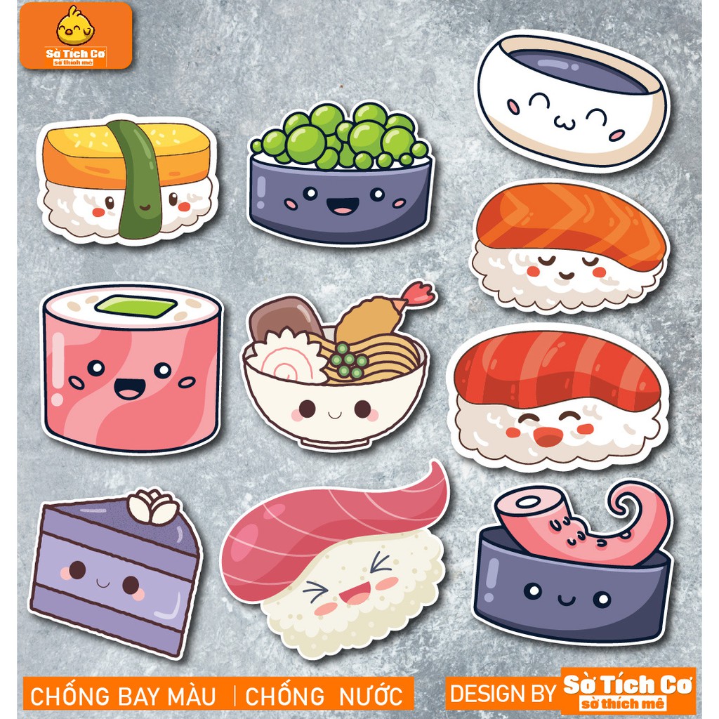 Sushi dán điện thoại, laptop, mũ bảo hiểm, guitar, vali MSP: F02