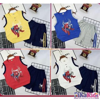 Bộ đùi bé trai size đại thun cotton 4c mềm mịn bộ siêu nhân nhện cho bé