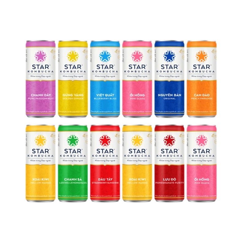 Nước uống lên men STAR KOMBUCHA 12 lon 12 vị