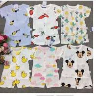 BỘ COTTON GIẤY CỘC TAY CHO BÉ 5-15 KG, CÀI CÚC GIỮA