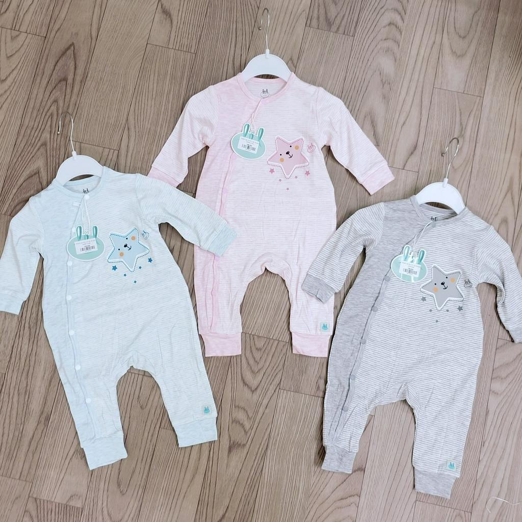 Bộ Body dài tay sơ sinh cúc lệch vải pettit siêu mềm Little Love cho bé trai/ bé gái (sale)