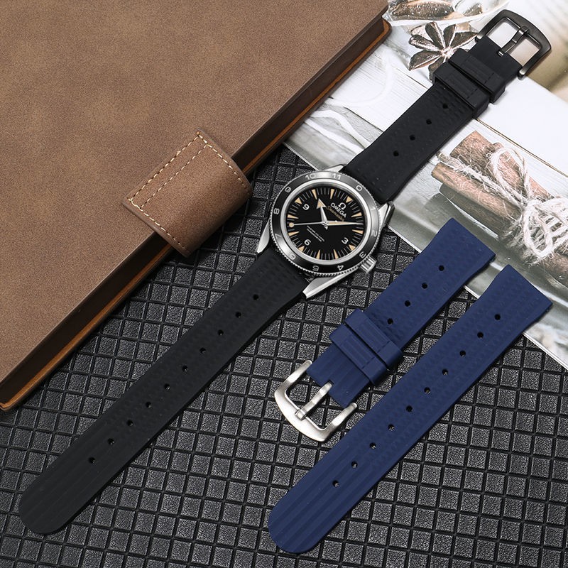 （Bolanxun） Dây đeo đồng hồ silicone thay thế cho Đồ hộp Seiko Số 5 Dây đeo đồng hồ cao su Casio Tissot màu xanh 19 20 21