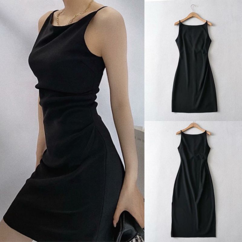 Đầm đen hai dây