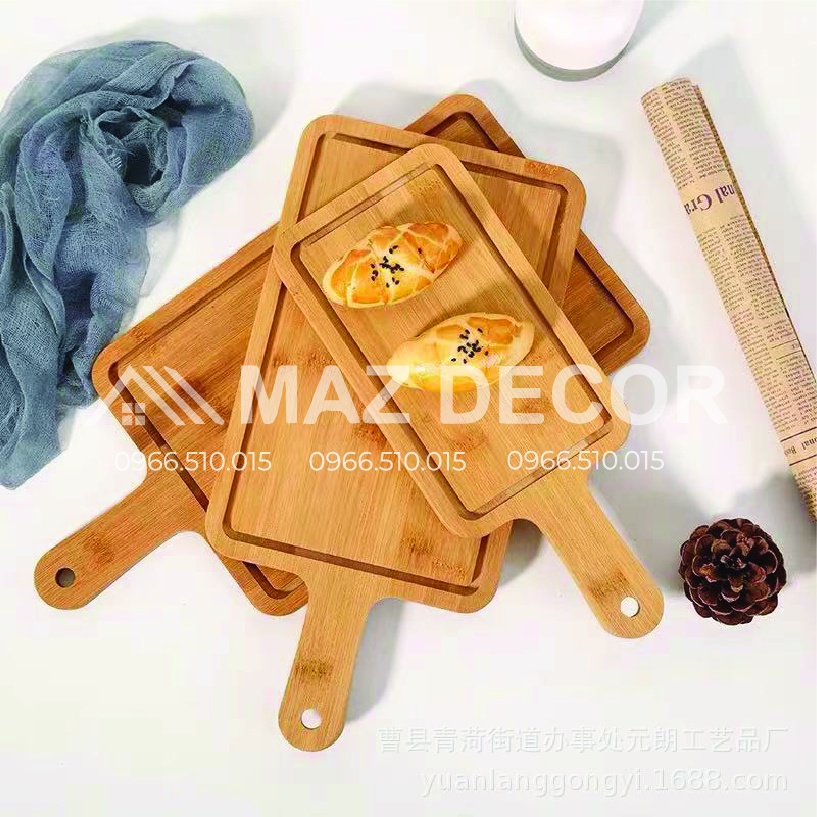 GIÁ SỈ TẠI XƯỞNG Thớt gỗ tre, khay gỗ có tay cầm - phụ kiện trang trí decor chụp ảnh ĐẸP CAO CẤP