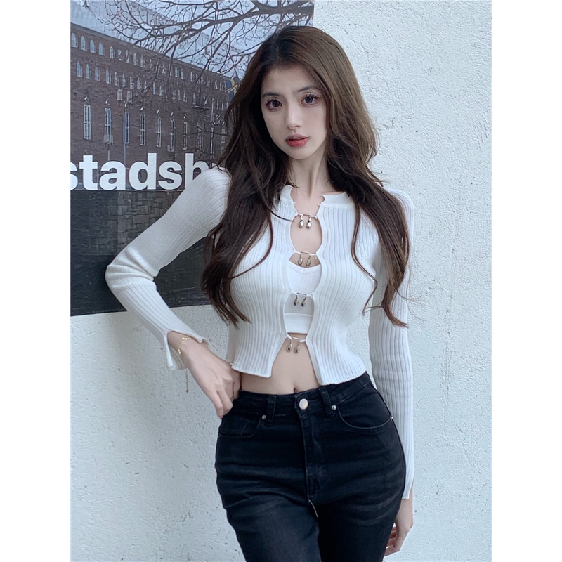 Áo cardigan ngắn dệt kim thời trang Hàn Quốc đa năng quyến rũ cho nữ | BigBuy360 - bigbuy360.vn