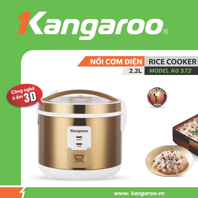 Nồi cơm điện Kangaroo KG572 - 2.2 lít