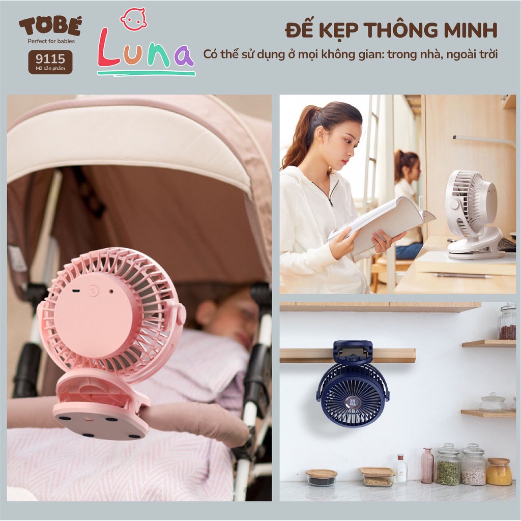 Combo 2 Quạt tích điện quạt kẹp đa năng ToBé