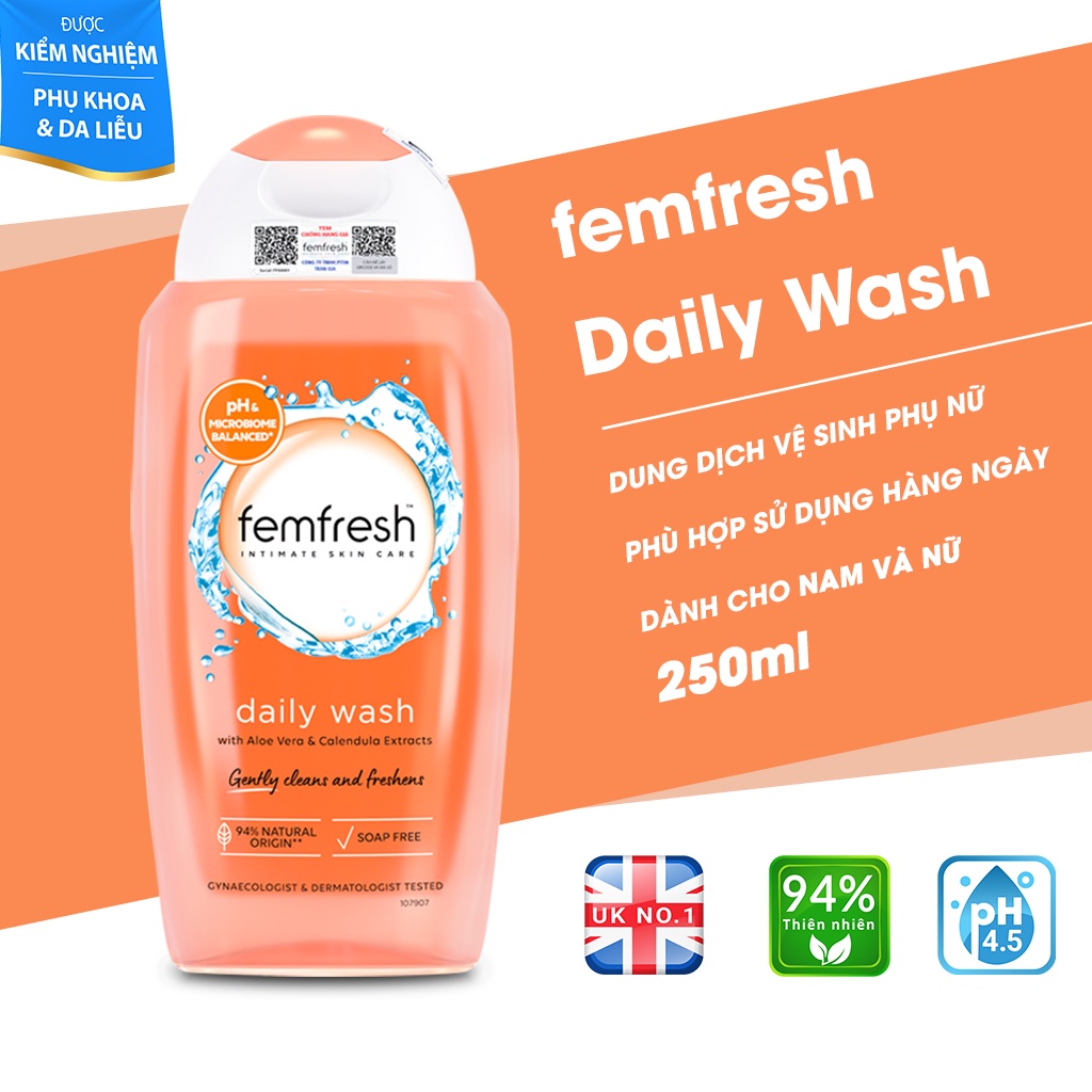 Dung dịch vệ sinh phụ nữ cao cấp hằng ngày Anh Quốc Femfresh Daily Intimate Wash 250ml