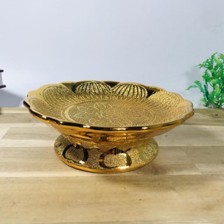 Dĩa gốm sứ mạ kim sa đựng trái cây Tâm Pháp