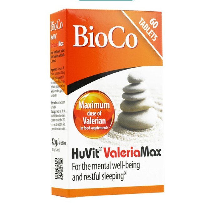 [Hàng nhập Hungary] Hỗ trợ giấc ngủ, An thần - Bioco Huvit Valeria Max (3 vỉ x 20 viên/hộp)