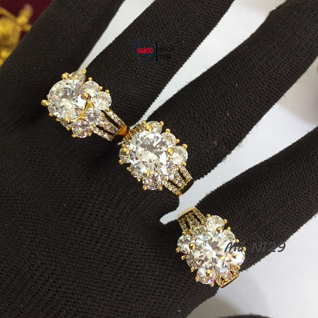 Nhẫn Nữ Đính Đá N129 Bản Hoa Ổ Cao