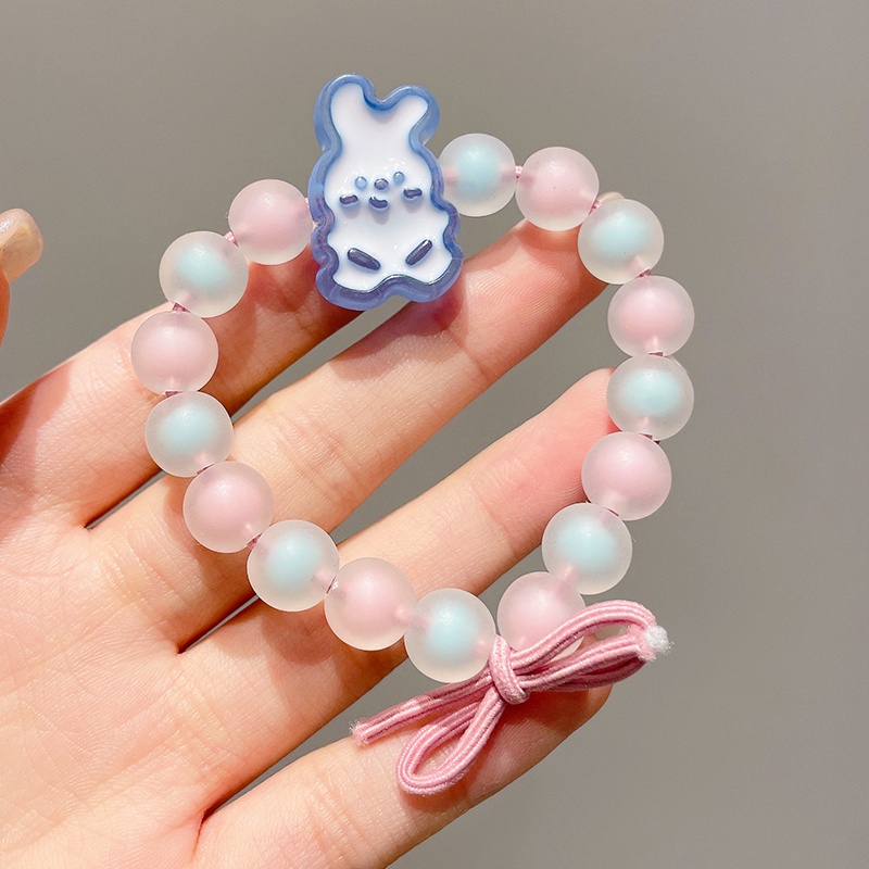 Dây Buộc Tóc Cao Su Co Giãn Đính Hạt Trong Suốt Họa Tiết Hoạt Hình Dễ Thương Cho Bé Gái