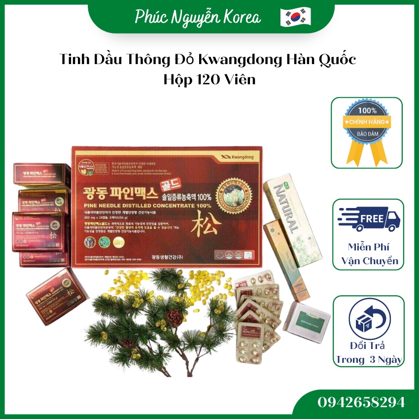 Tinh Dầu Thông Đỏ Kwangdong Hàn Quốc (Hộp 120 viên)