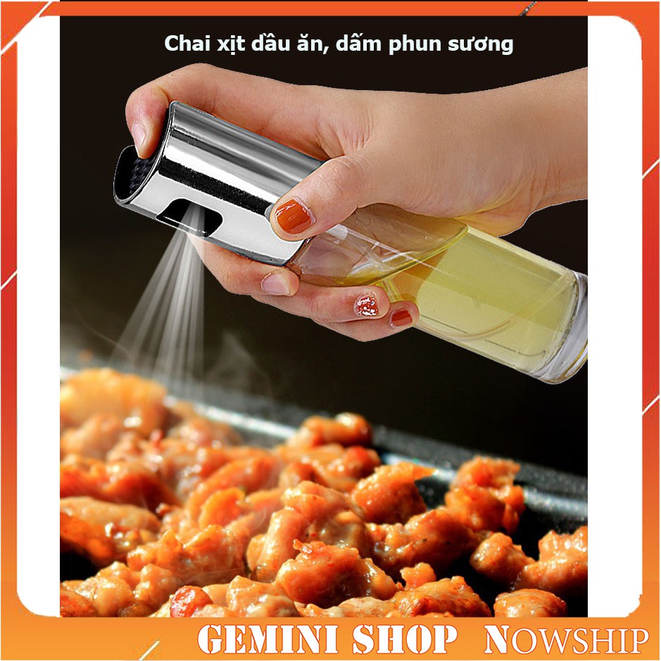 Bình Xịt Dầu Ăn, dấm, gia vị dạng lỏng Thuỷ Tinh 100ml BX1
