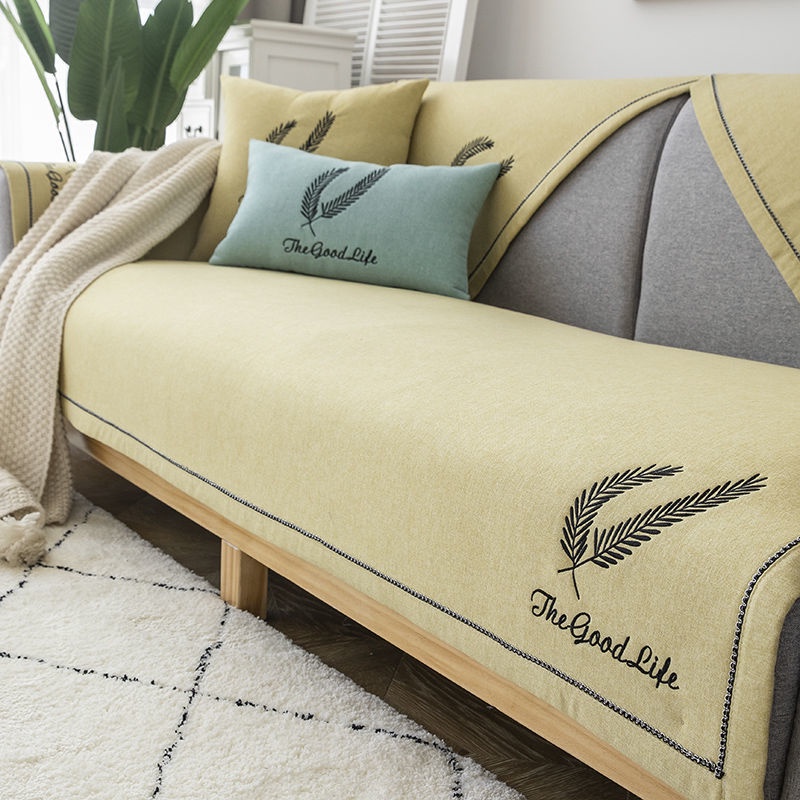 Vỏ Bọc Đệm Ghế Sofa Bằng Vải Cotton Lanh Thêu Họa Tiết Đơn Giản Hiện Đại Phong Cách Bắc Âu