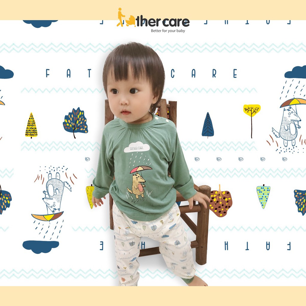 Bộ Quần áo bé gái FatherCare Nhún cổ DT - Cáo  FC858