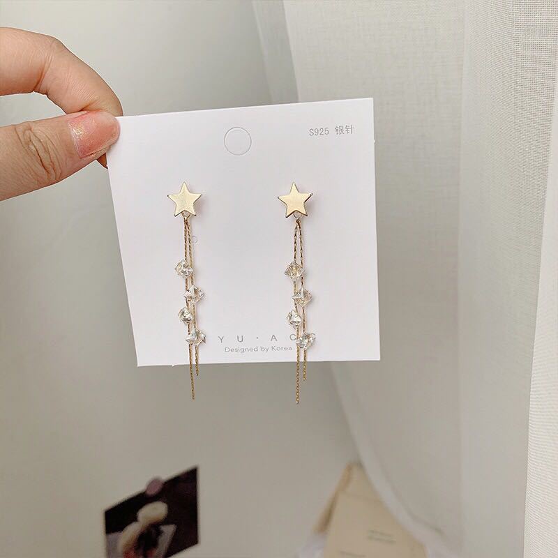 Bông Tai Ngôi Sao Tua Rua Đính Đá Thời Trang Thanh Lịch