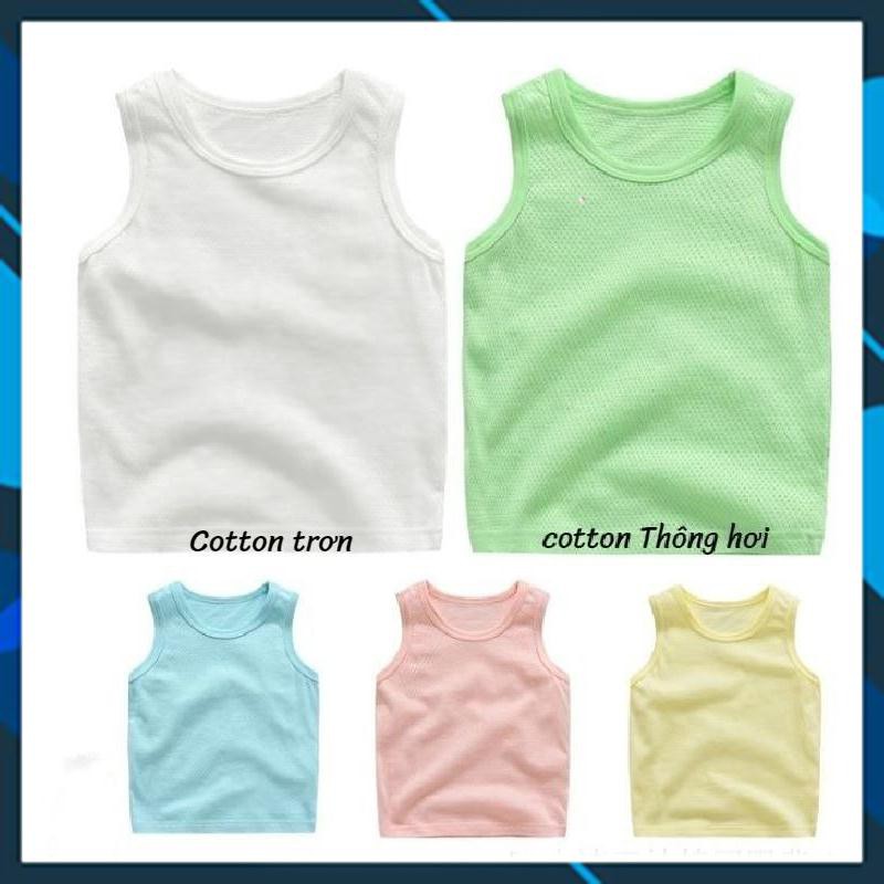 Áo ba lỗ cotton trơn/thông hơi cho bé trai và bé gái QATE436/QATE496 Sản phẩm mới