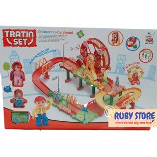 [Tặng kèm pin] HỘP LẮP RÁP XE LỬA ĐƯỜNG TRƯỢT VÀ ĐU QUAY (Dùng pin)