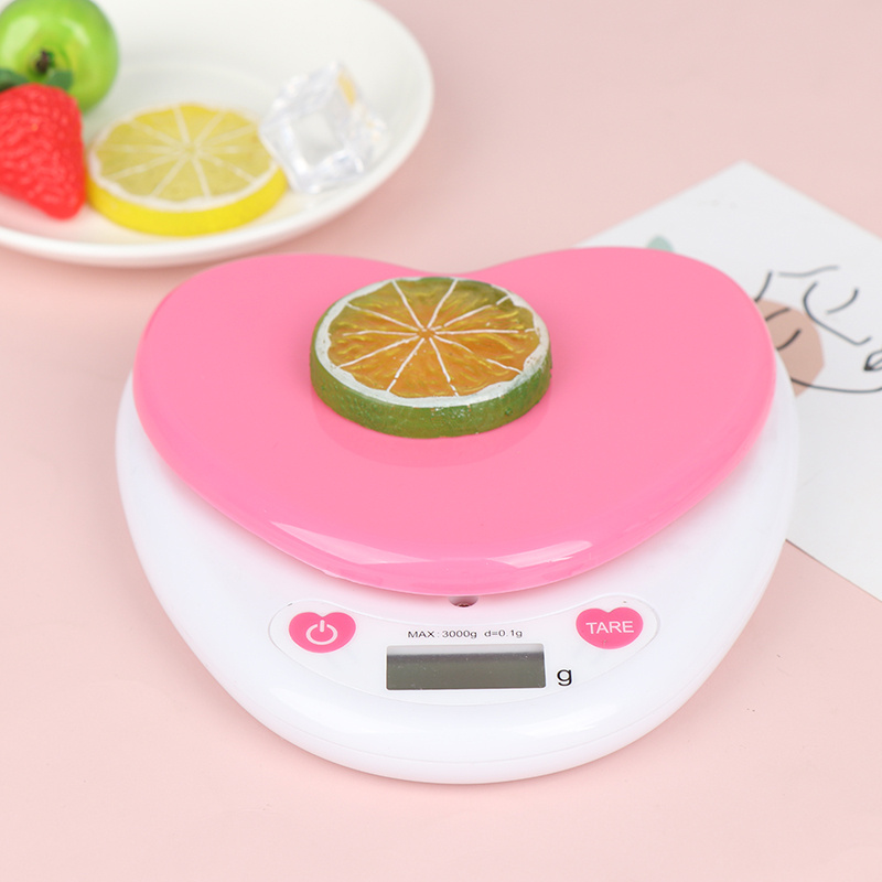 [procoolVN]Digital Kitchen Scale LCD Monitor Auto Zero Auto Poweroff Solid Heart Shape Gift