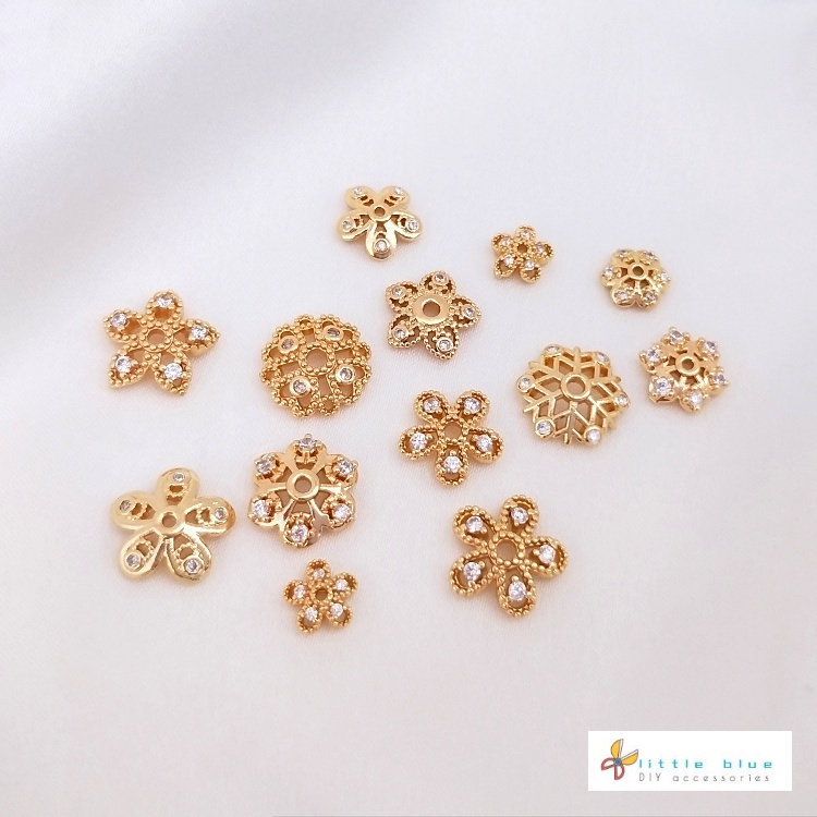 Hạt Xỏ Vòng Tay Hình Hoa Tuyết zircon Bằng Đồng 14K Màu Sắc Tùy Chọn DIY