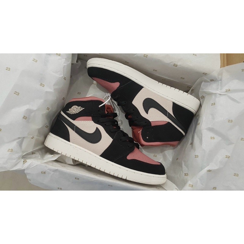 Giày Jordan 1 Cao cổ, Giày JD1 hồng, Burgundy Dusty Pink Mid