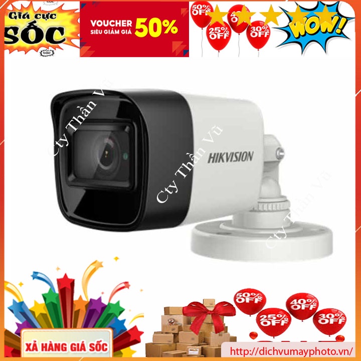 Camera ghi hình TVI Hik 2MP Thân vỏ sắt ( hoặc vỏ nhựa) có Mic, mã DS-2CE16D0T