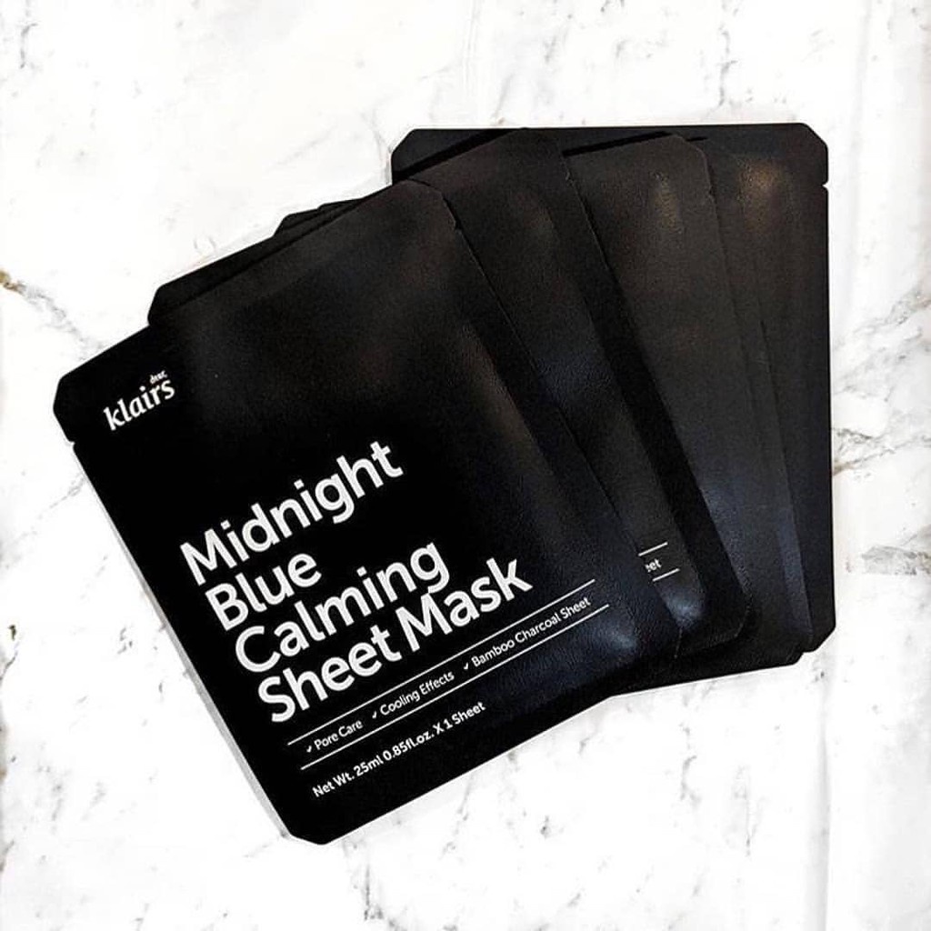 Mặt Nạ Làm Dịu Da Dear, Klairs Midnight Blue Calming Sheet Mask 25ml Hàn Quốc