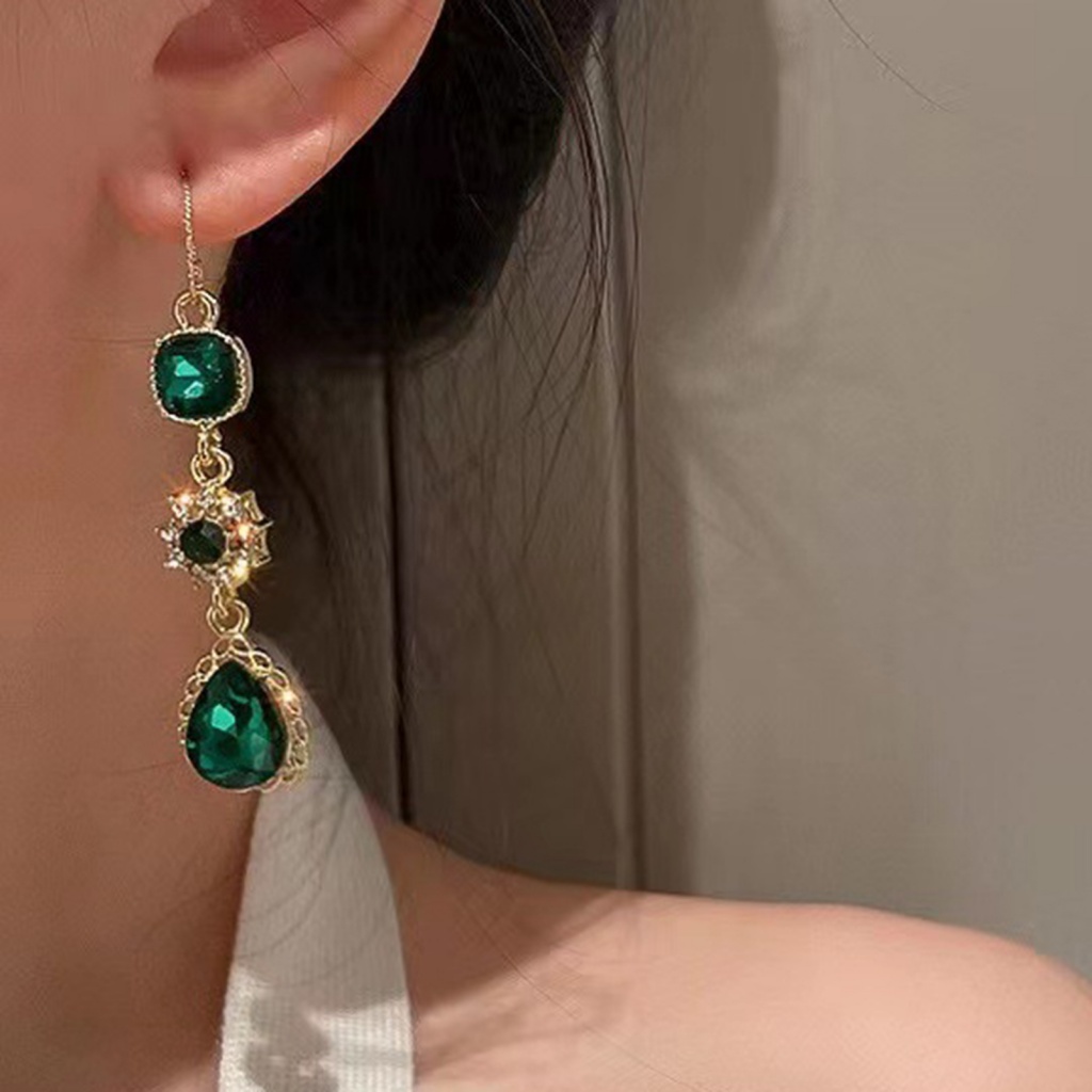 [Ts] Khuyên Tai Thả Dáng Dài Trang Trí Lấp Lánh Quà Tặng