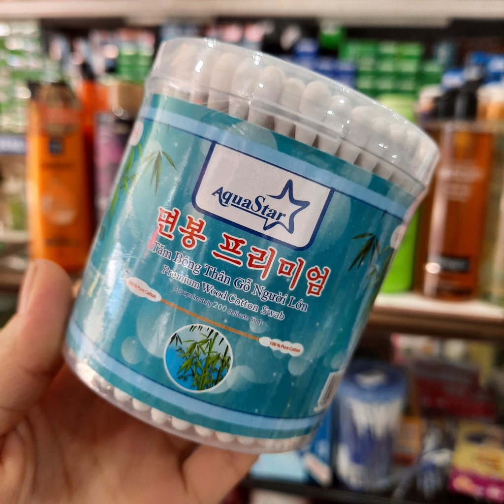 Tăm bông cao cấp AQUA STAR hộp 200 cây