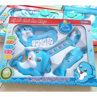 Bộ Đàn Nhạc Hình Cá Heo - Đồ Chơi Âm Nhạc 3 Món