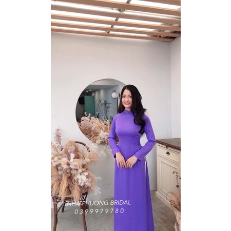 [SALE]  Áo Dài Lụa Tây Thi Truyền Thống Tay Dài Màu Tím Huế