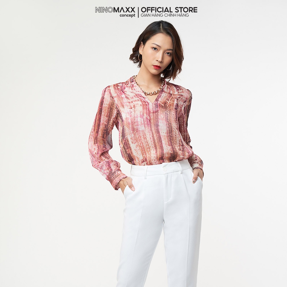 N&amp;M Áo sơ mi kiểu Nữ hoạ tiết tay dài 2010019