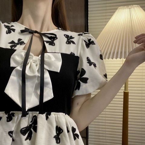 AMOI Đầm Tay Ngắn Dáng Ôm Chiết Eo Phong Cách Pháp Thời Trang Xinh Xắn Cho Nữ 2022