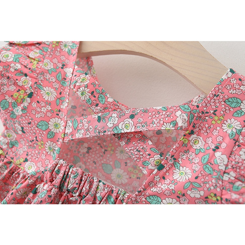 Đầm công chúa  không tay in hoa kèm mũ rơm dễ thương thời trang mùa hè cho bé gái 1-5 tuổi