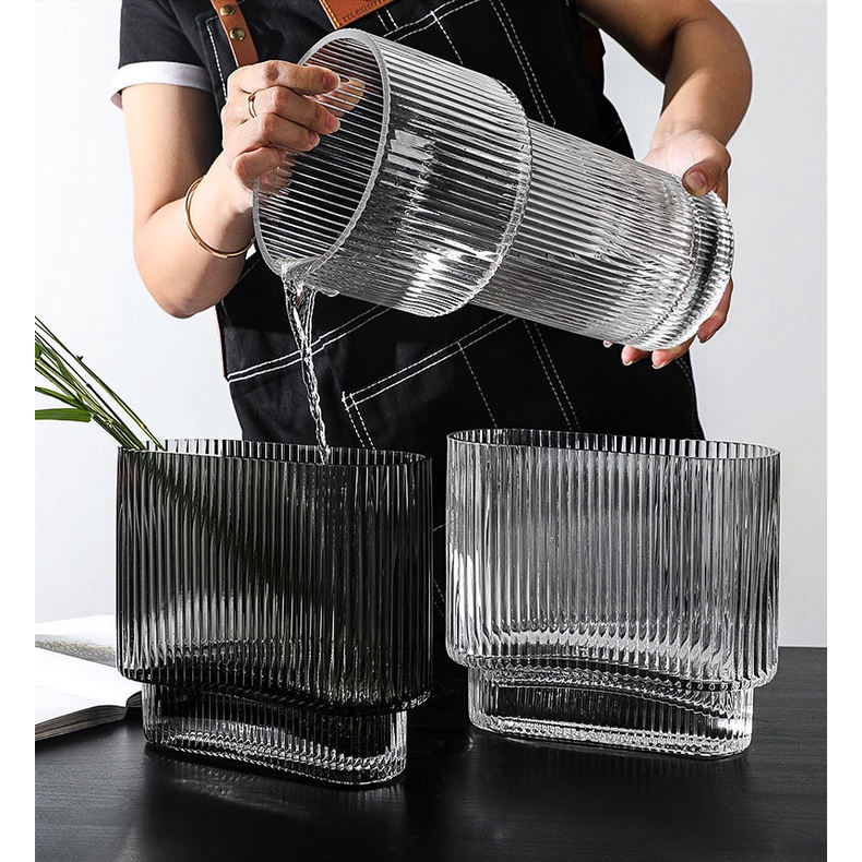 BÌNH THỦY TINH CẮM HOA MIỆNG RỘNG , LỌ HOA TRANG TRÍ NHÀ CỬA TIMEDECOR