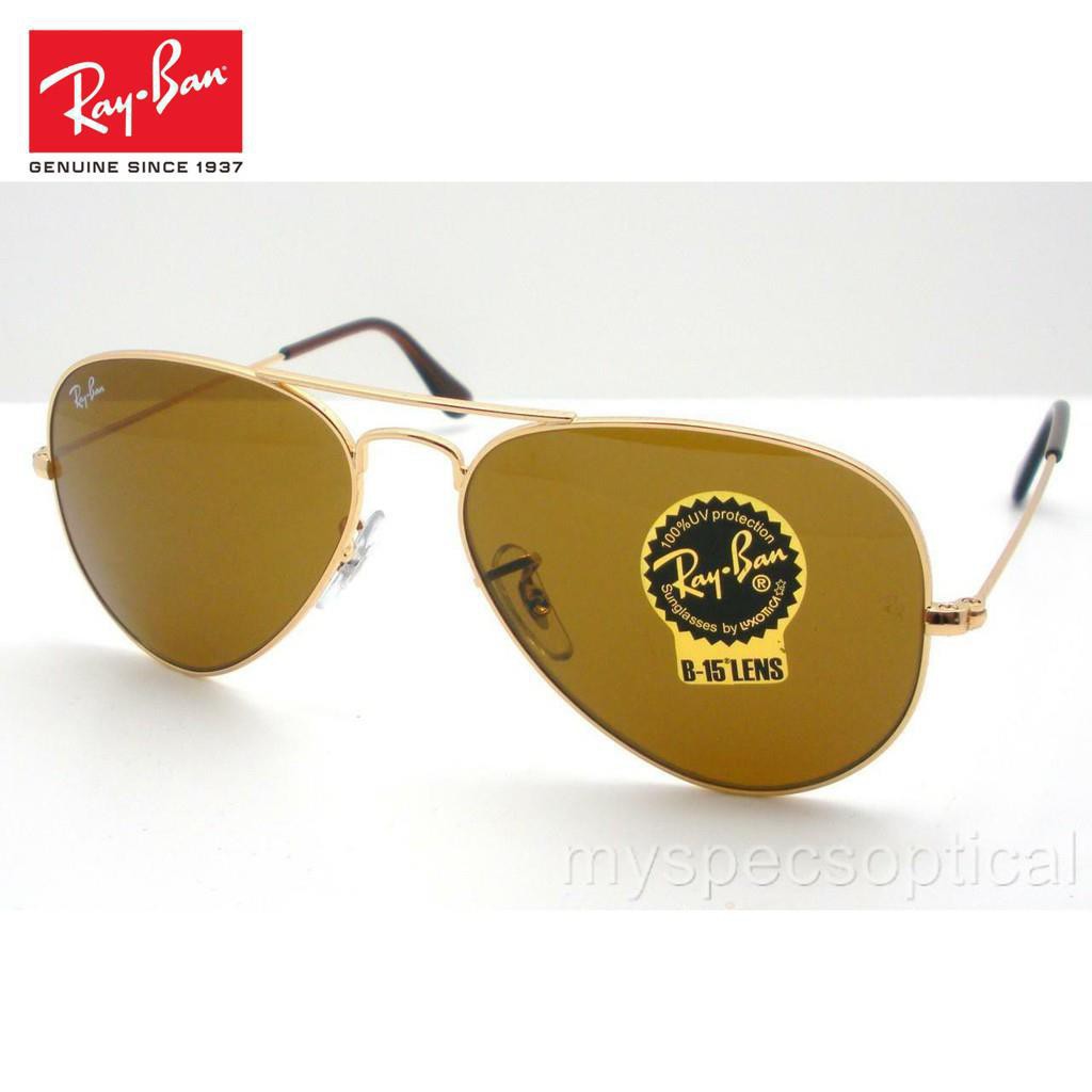 (Hàng Mới Về) Kính Râm Ray Ban 3025 001 / 33 Aviator Gold Brown B15 Chính Hãng