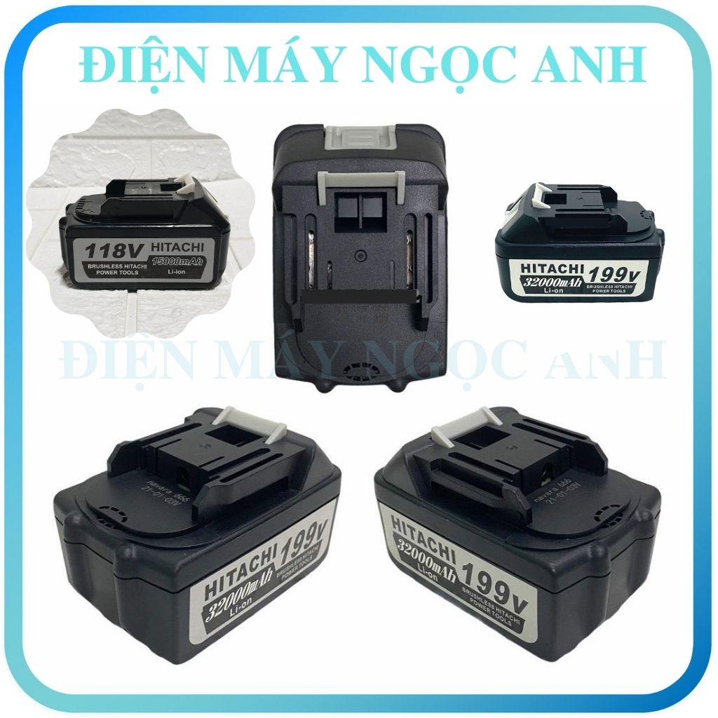 Pin máy khoan siết bắn bắt vít bulong không chổi than hitachi makita dewalt máy 10 Cell màu tím 199V, 118V