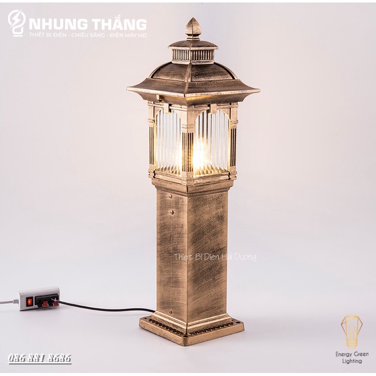 Đèn Cột Trang Trí Sân Vườn Cổ Điển DSV-1172 Chống Nước - Chiều Cao 62cm - Cắm Điện 220V - Kèm Bóng G45 - Bảo Hành 1 Năm