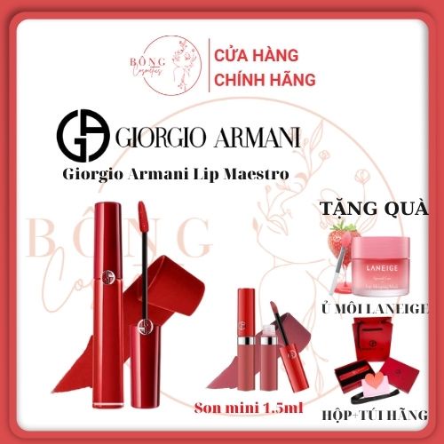 SALE Son kem Giorgio Armani Lip Maestro màu Hot Full size và mini, Son Giorgio Armani chuẩn auth, Bông-comestics