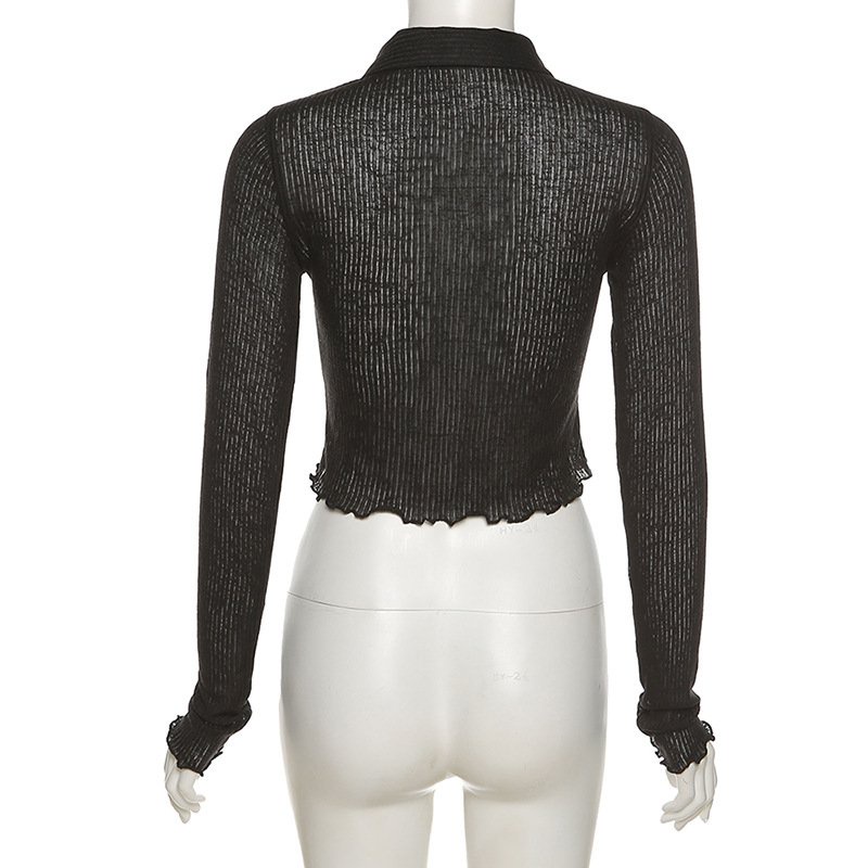 Áo kiểu Oz02 cotton mềm mài tay dài cổ bẻ phong cách Hàn Quốc sành điệu