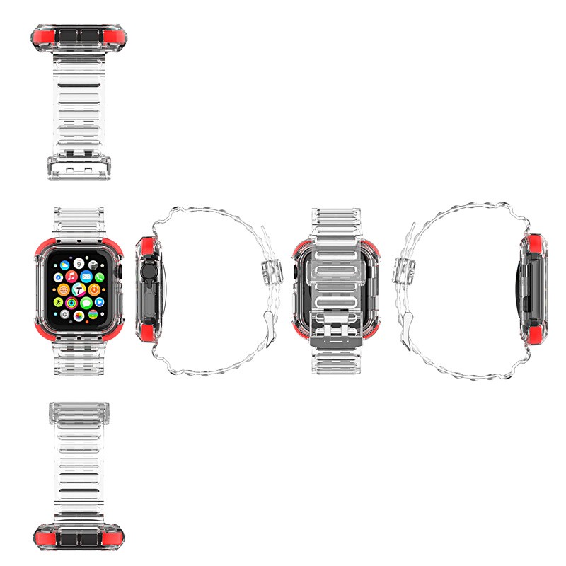 Dây Đeo + Khung Silicone Mềm Trong Suốt Cho Đồng Hồ Apple Watch Series 6 Se 5 4 3 44mm 40mm T500 W26 X7