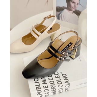 Giày cao gót bít mũi kiểu dáng Hàn Quốc màu nude_đen